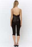 Black Lace Trim Asymmetrical Hem Top