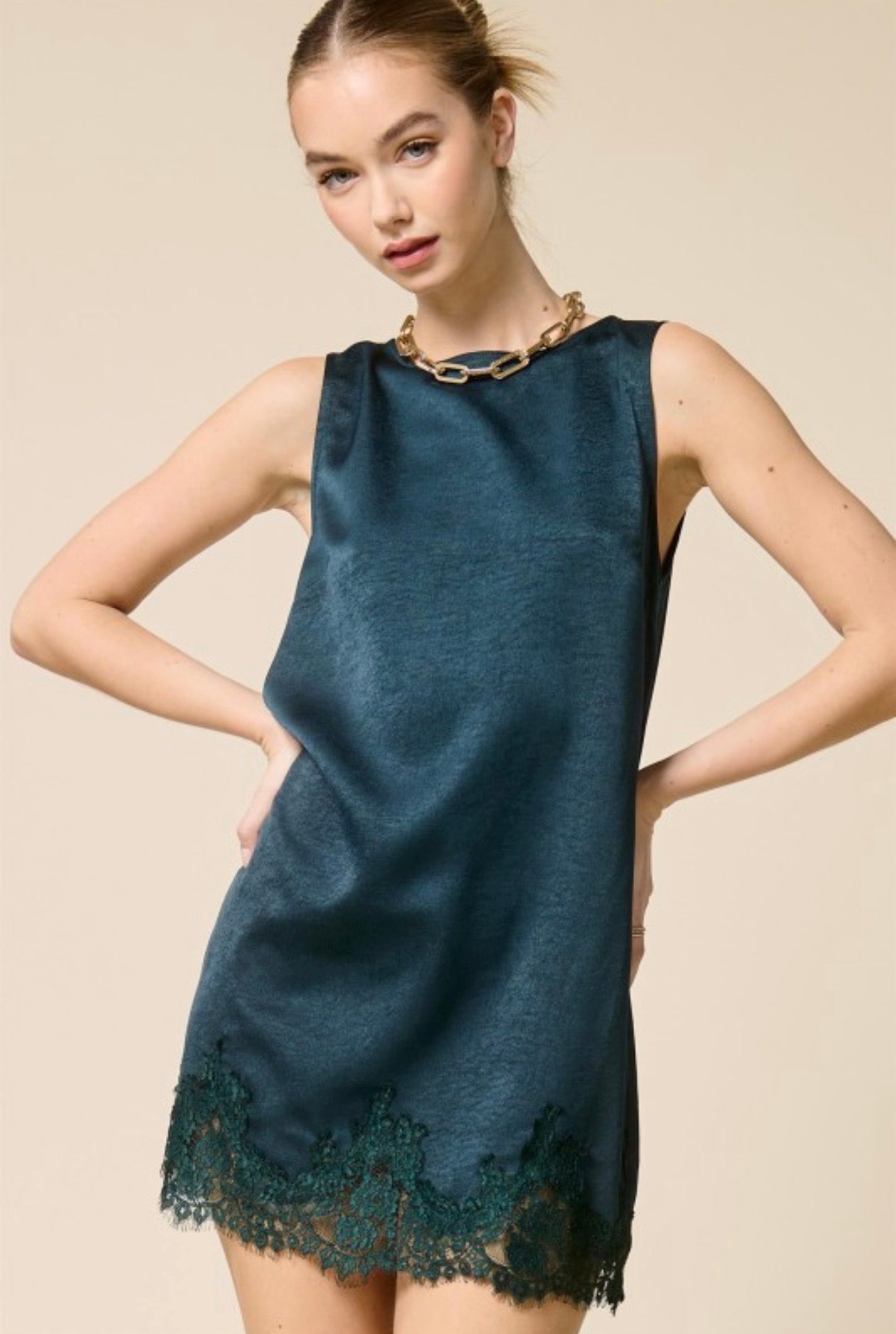 Evergreen Lace Trim Sleeveless Mini Dress Simply Couture Boutique Evergreen Lace Trim Sleeveless Mini Dress Simply Couture Boutique
