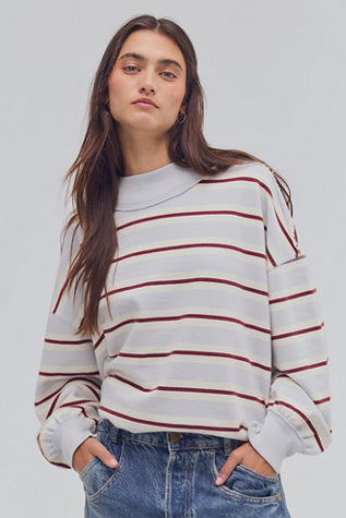 Free People Palm Spring Striped Washed Blue Combo