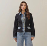 Black Denim Trim Jacket