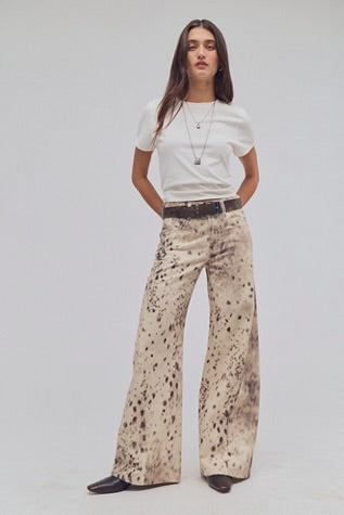 Free People Alter Ego Wide leg Jean Snow Leopard