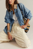 Free People Lemon Denim Jacket Berry Blues