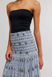 Free People Ravenna Printed Maxi Skirt Blue Bird Combo