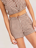 Brown Gingham Shorts