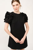 Black 3D Floral Applique Dress