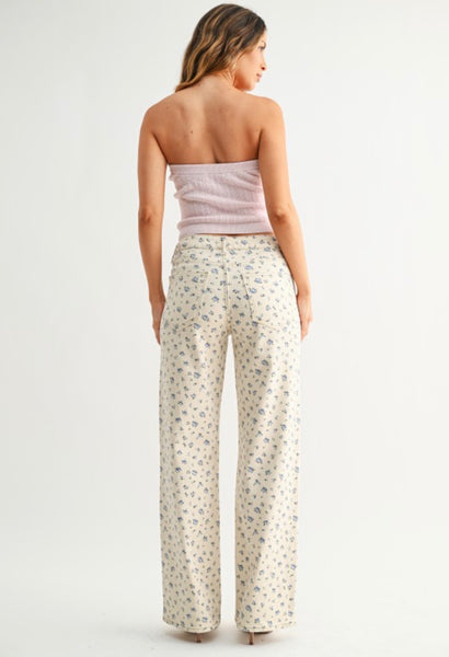 Flower Print High Rise Vintage Straight