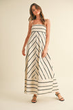 Cream Striped Maxi Dress