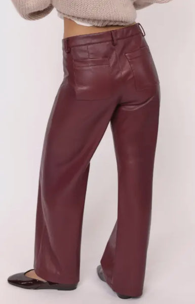 Burgundy Faux Leather Pants
