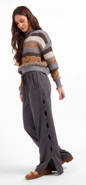 Stone Grey Rhea Button Pants