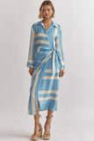 Blue Stripe Maxi Wrap Dress