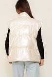 Pearl White Metallic Puff Vest