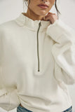 Free People Celeste Quarter Zip Clean Ivory