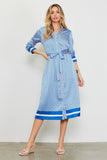 Blue Bandana Print Shirt Dress