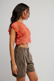 Free People Lunar Ash Lace Top Sunset