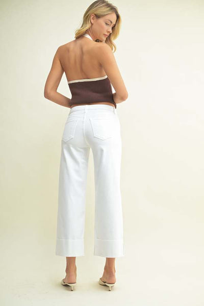 Optic White Scissor Cut Cuffed Slim Wide