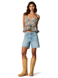 Steve Madden Bryna Top Embroidered Plaid