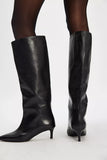 Free People Kiki Kitten Heel Boot Black Leather