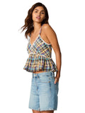 Steve Madden Bryna Top Embroidered Plaid