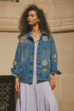 Free People Madison Embroidered Denim City Jacket