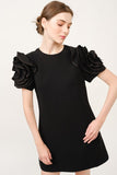 Black 3D Floral Applique Dress