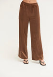 Dark Brown Satin Pull On Pants