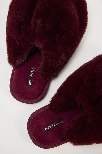 Free People Snowball Slipper Cabernet Faux Fur