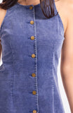 Washed Navy Buttoned Mini Dress