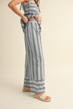 Denim Striped Wide Leg Pant