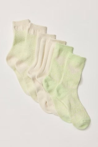 Free People Nordic Knit Sock Pack Lime Cream