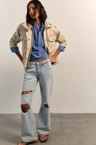 Free People Celeste Quarter Zip Bluebell
