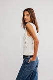 Free People Plumeria Floral Vest Ivory