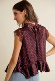 Wine/Pink Polka Dot Lace Blouse