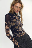 Free People Jessa Long Sleeve Navy Combo