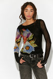 Free People Lilly Printed LS Black Combo