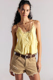 Free People Now or Never Denim Short Oat Latte