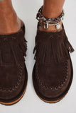 Free People Fallon Fringe Mule Chocolate Suede
