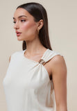 Cream Asymmetrical Sleeveless Top