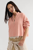 Free People Celeste Quarter Zip Coral Pink