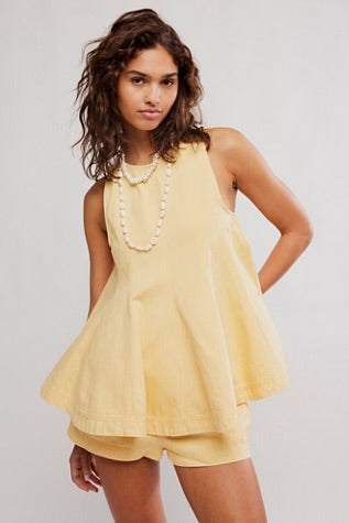 Free People Cassius Denim Set Appricot Gelato
