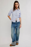 Free People Benny Slim Oxford Blue Combo