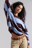 Free People Classic Stripe Crew Wide Periwinkle Combo