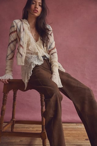 Free People Spotlight Vegan Trouser Chocolate Brown