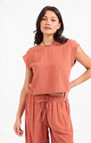 Mahogany/White Stripe Cuffed Top