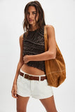 Free People Pink Sands Smocked Top Chocolate