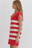 Red Oversized Stripe Dress