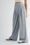 Grey Front Pleated Pants