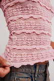 Free People Angelina Lace Tee Blushing Coral