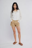 Free People Now or Never Denim Short Oat Latte