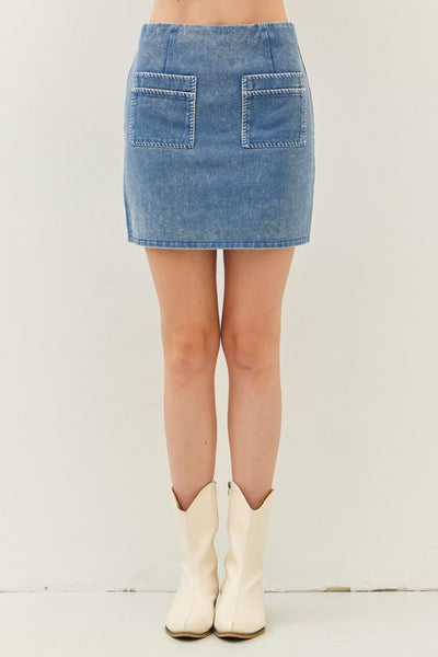 Washed Denim Mini Skirt