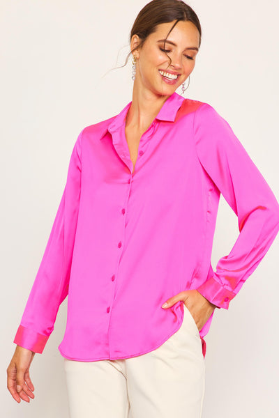 Hot Pink Button Down Blouse